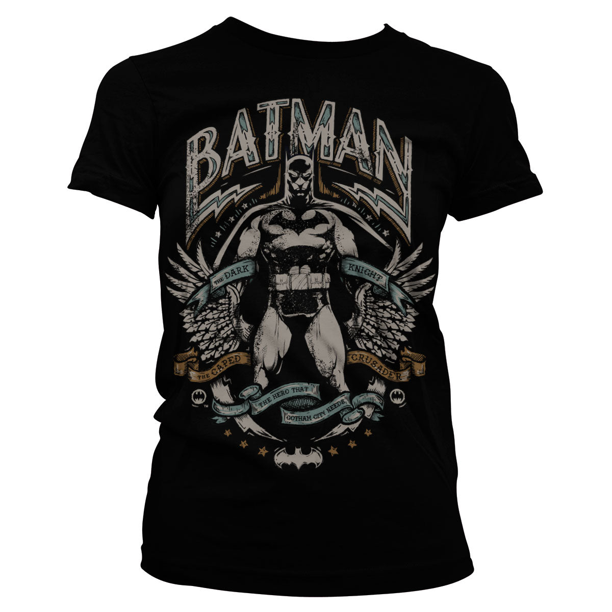 Dark Knight Crusader Girly Tee showcasing Dark Knight Crusader design