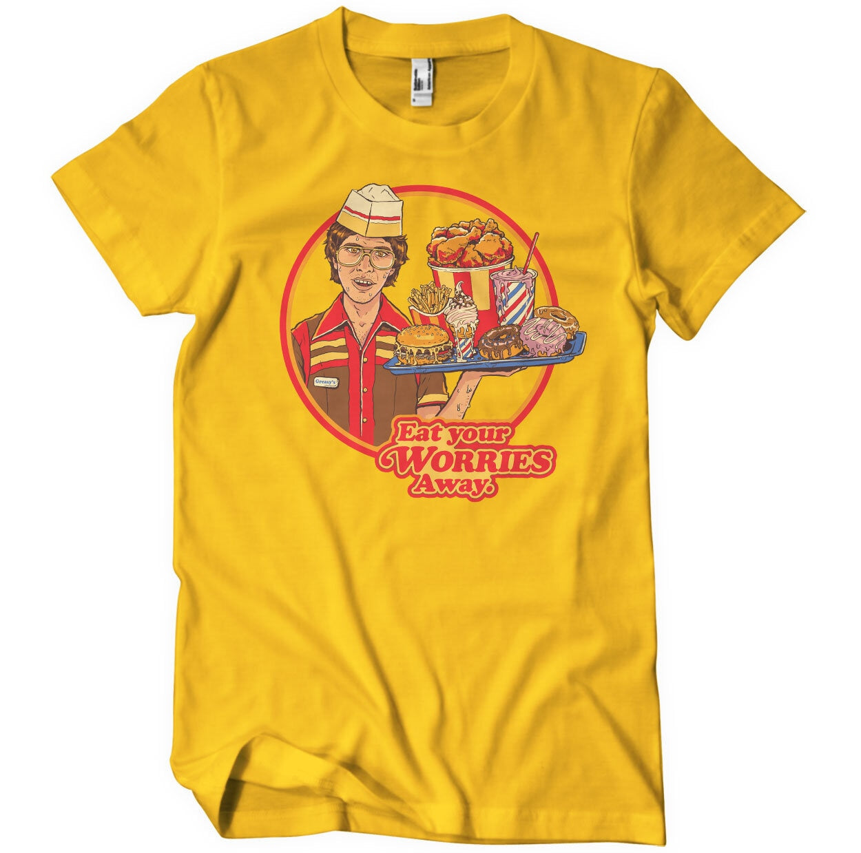 Steven Rhodes - Eat Your Worries Away Mens T-Shirt