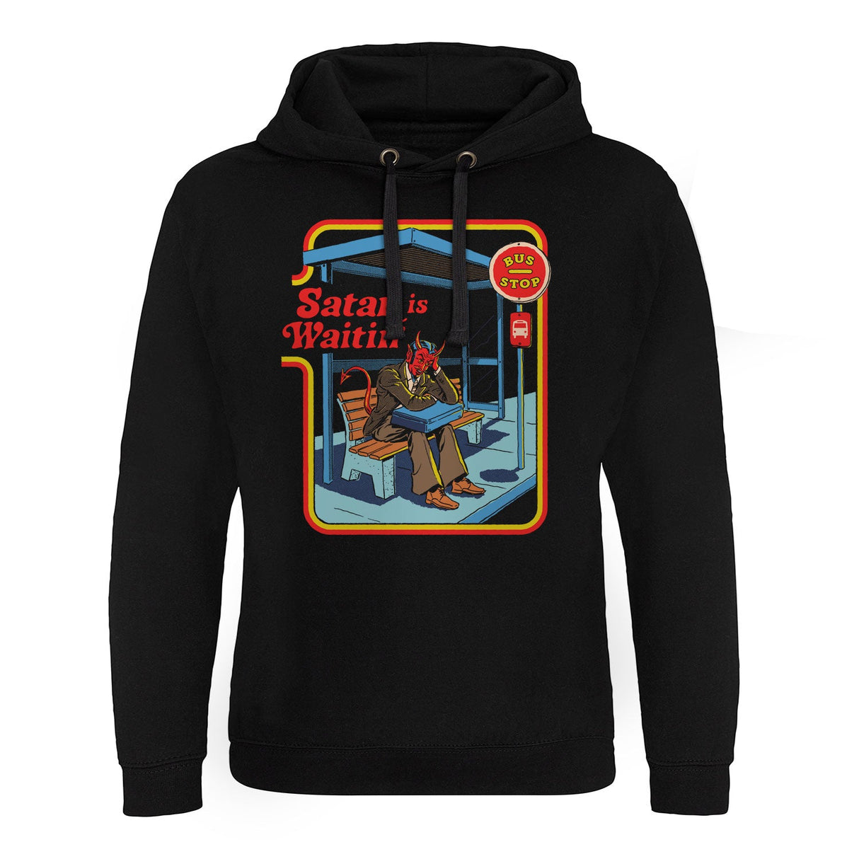 Satan Is Waiting Epic Hoodie showcasing Satan Is Waiting design