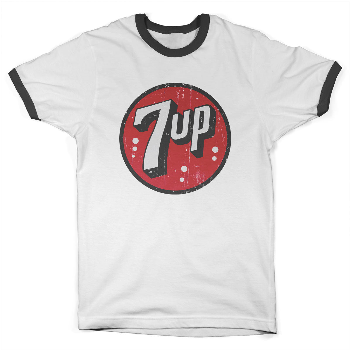 Vintage 7-UP Logo Ringer Tee showcasing Vintage 7-UP Logo Ringer Tee design