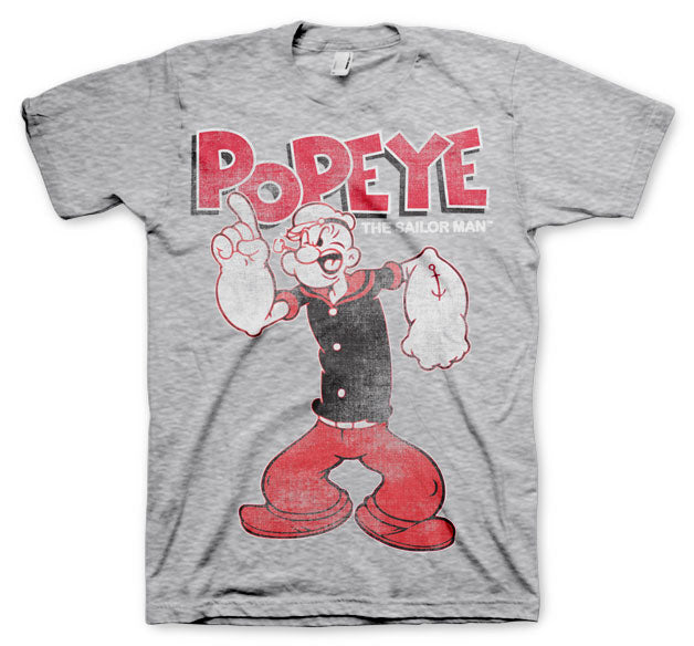Popeye - Distressed Sailor Man Mens T-Shirt