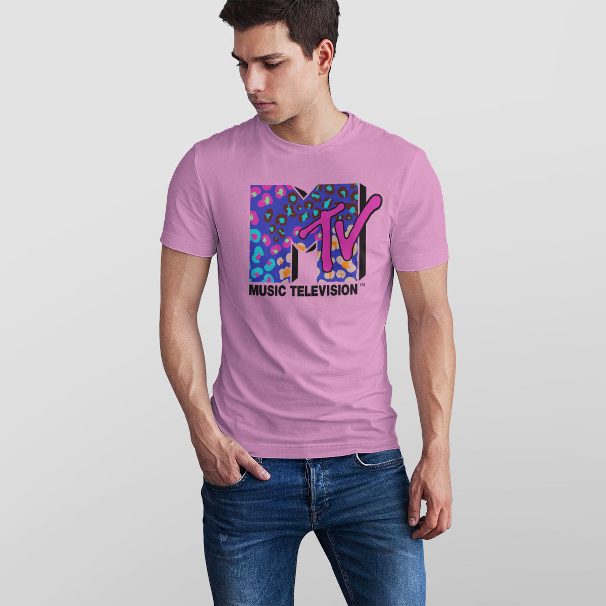 MTV - Colorful Leopard Pattern Logo Mens T-Shirt