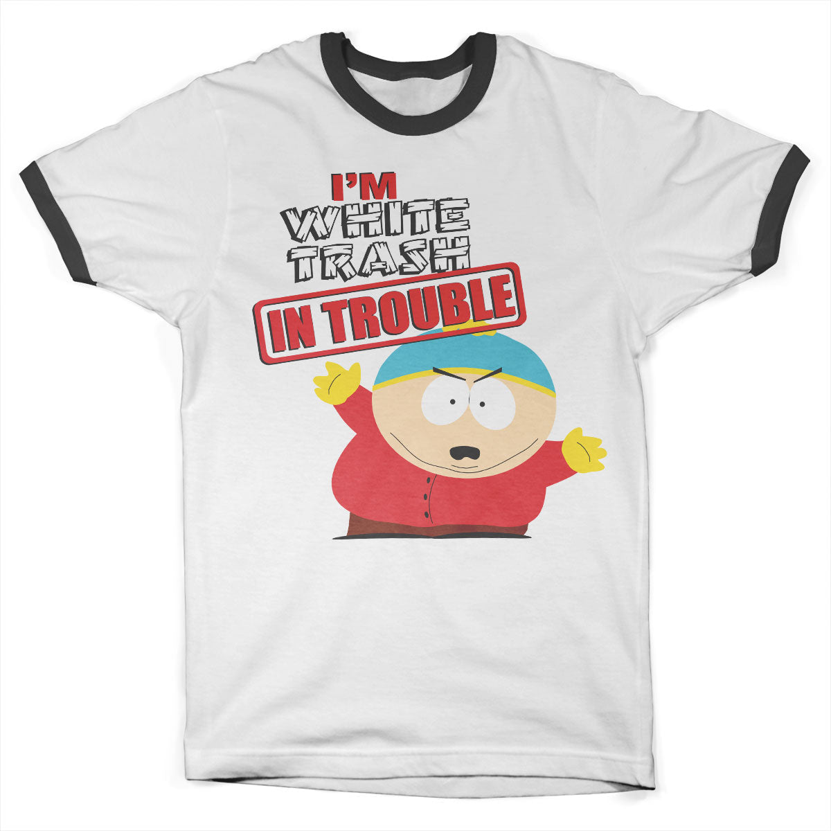 South Park - I'm White Trash In Trouble Ringer Mens T-Shirt
