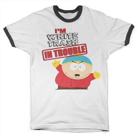 South Park - I'm White Trash In Trouble Ringer Mens T-Shirt