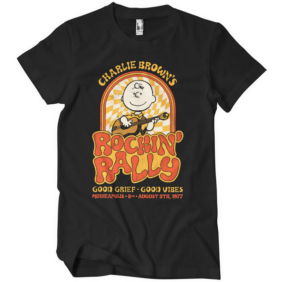 Peanuts - Charlie Browns Rockin Rally Mens T-Shirt featuring the Charlie Browns Rockin Rally Mens T-Shirt design