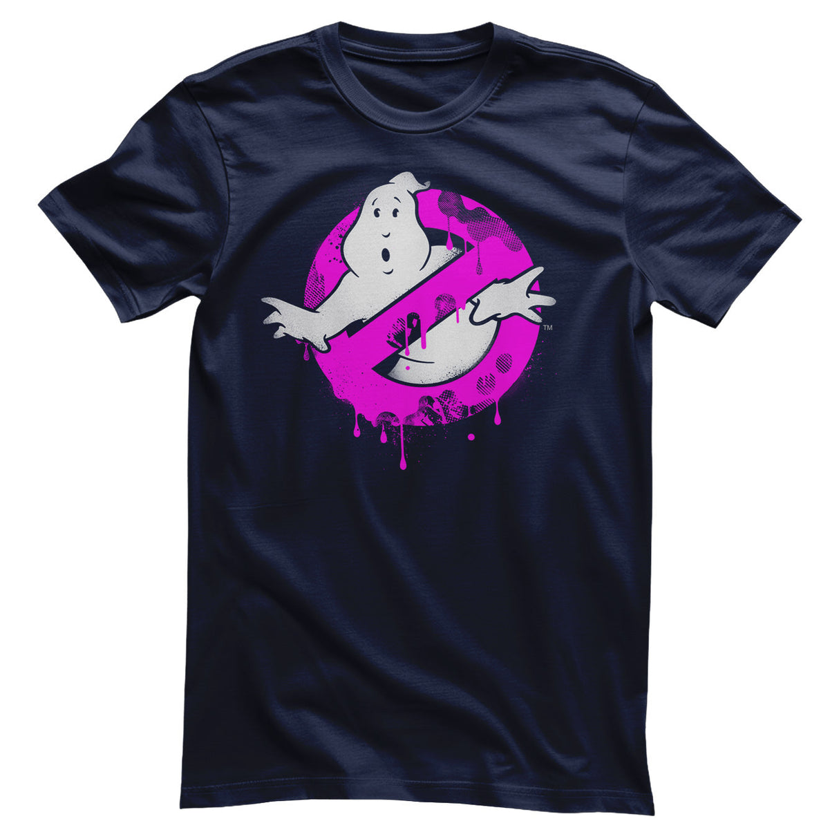 Ghostbusters - Pink Drip Logo Mens T-Shirt