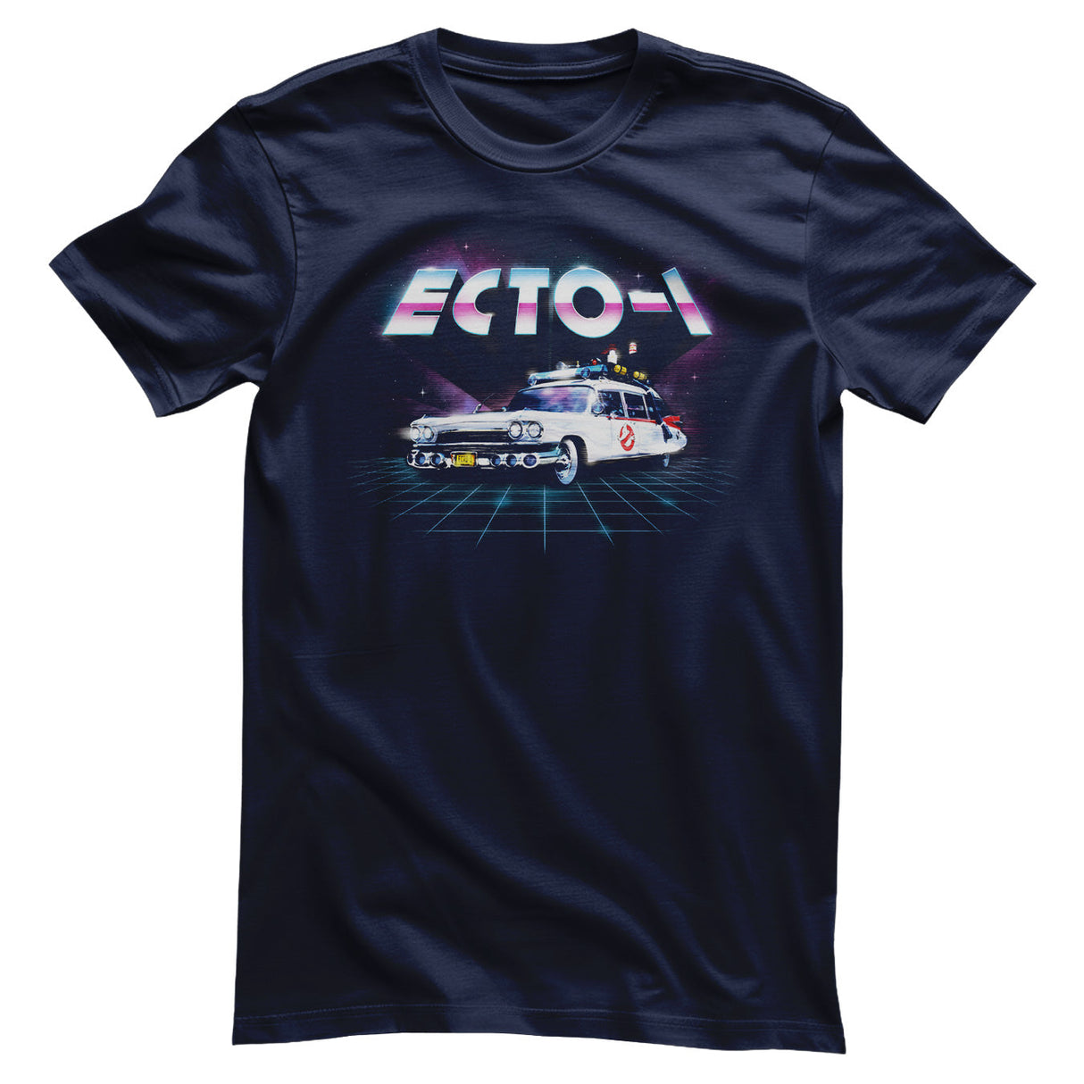 Ghostbusters - ECTO-1 80's Neon Grid Mens T-Shirt