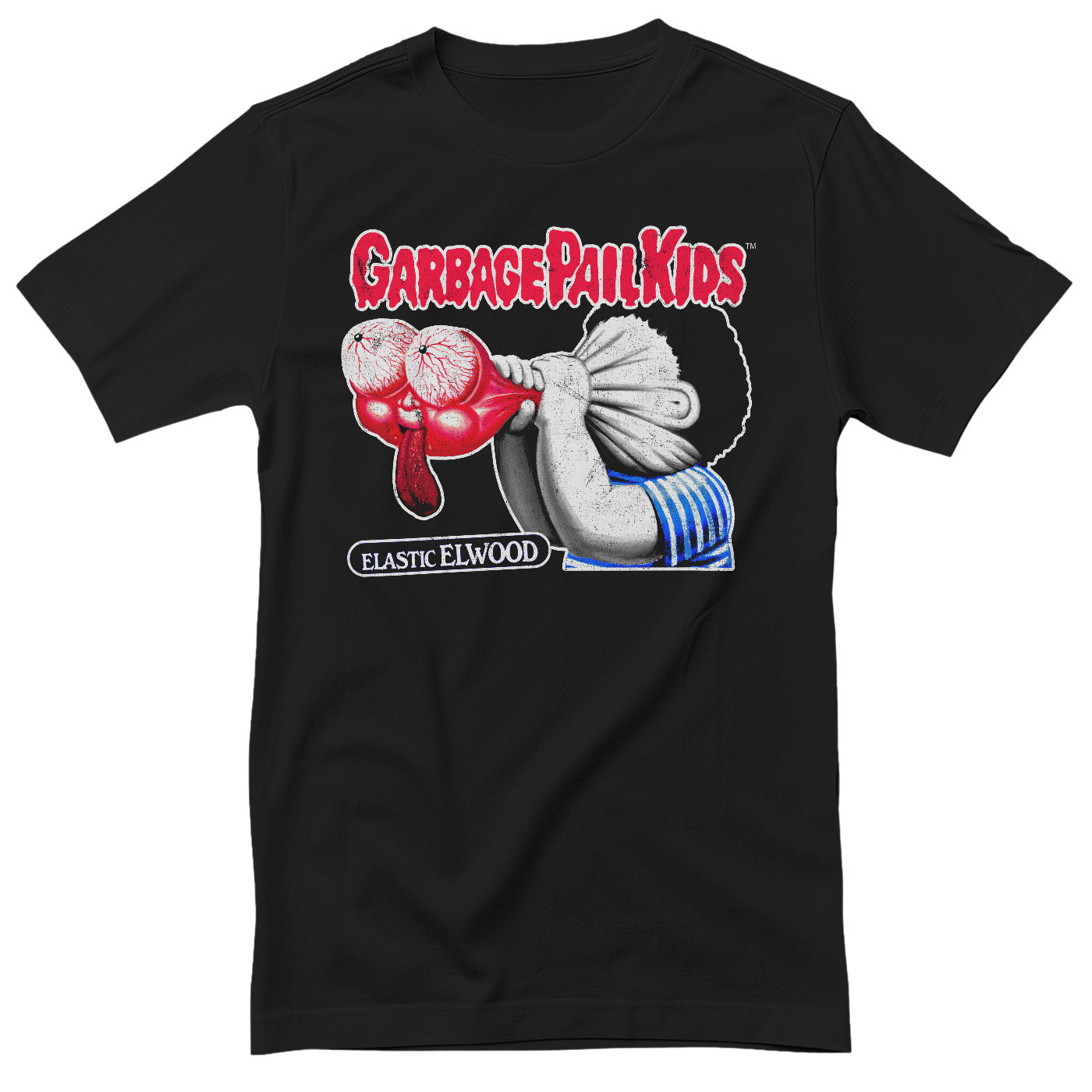 Garbage Pail Kids - Elastic Elwood T-Shirt showcasing - Elastic Elwood design