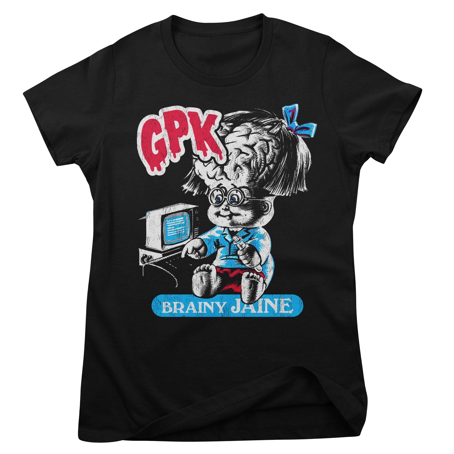 Garbage Pail Kids - Brainy Jaine Girly Tee showcasing - Brainy Jaine design