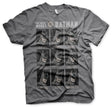 Batman Officially Licensed The Many Moods of Batman Mens T-Shirt (Dark-Grey) showcasing Officially Licensed The Many Moods of Batman Mens T-Shirt (Dark-Grey) design