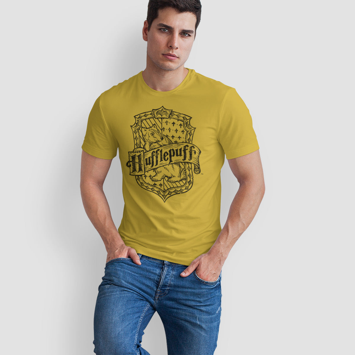 Harry Potter - Hufflepuff Washed Crest Mens T-Shirt