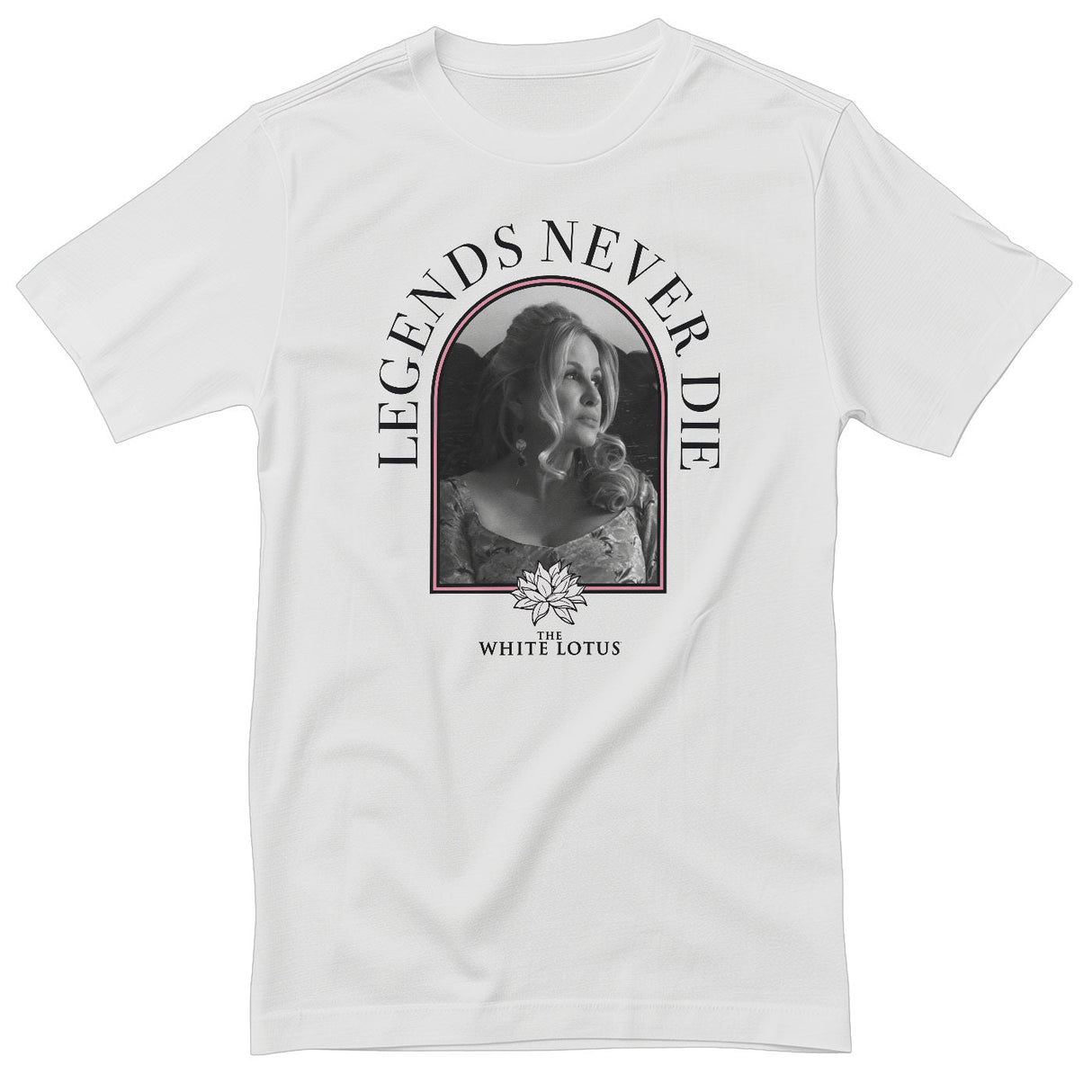 The White Lotus - Legends Never Die T-Shirt showcasing - Legends Never Die design