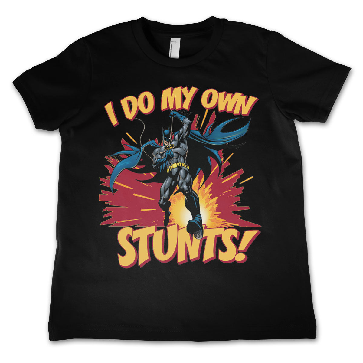 Batman - I Do My Own Stunts Kids T-Shirt showcasing - I Do My Own Stunts Kids design
