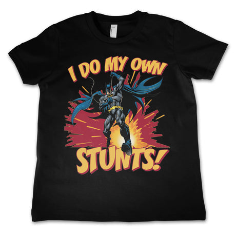 Batman - I Do My Own Stunts Kids T-Shirt showcasing - I Do My Own Stunts Kids design