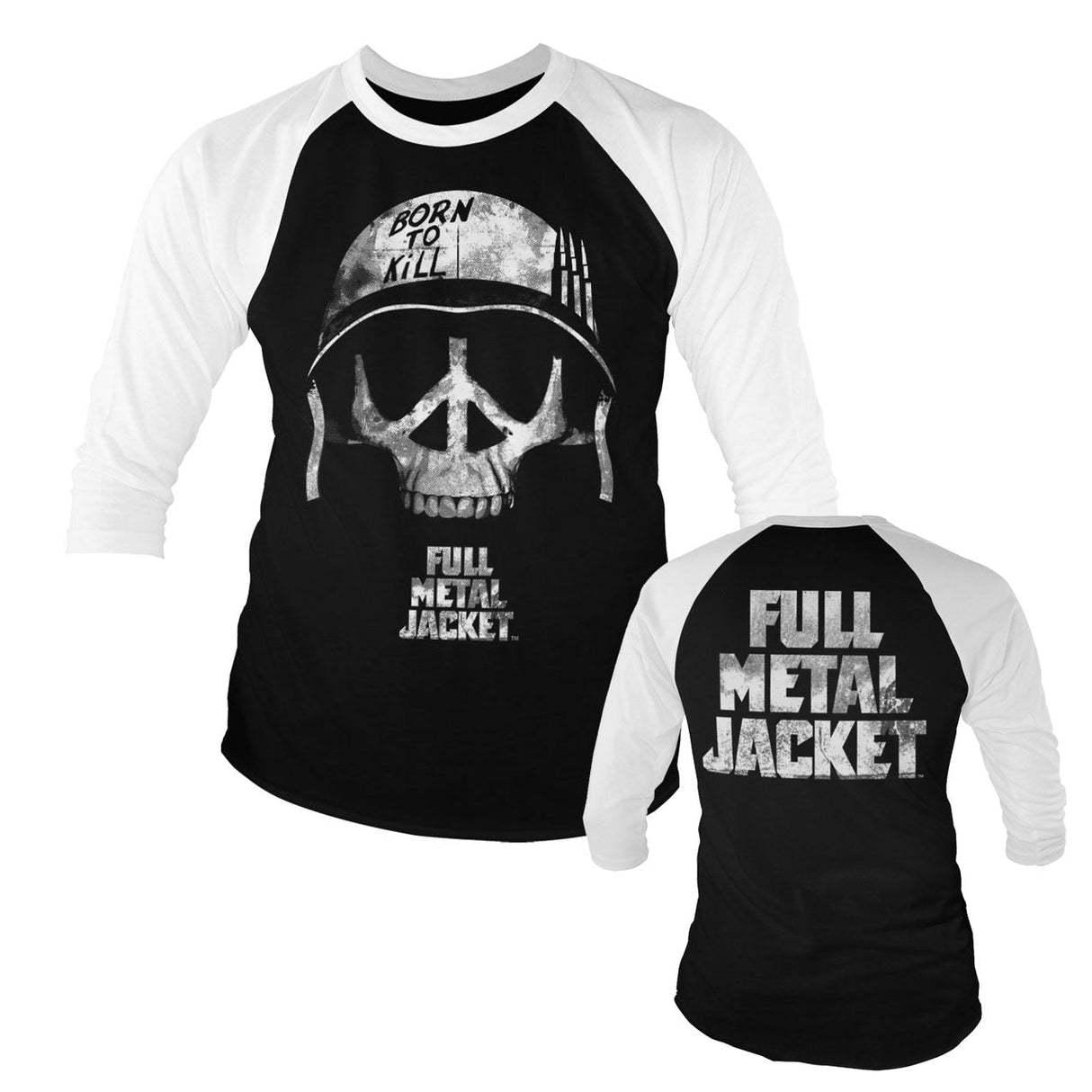 Full Metal Jacket - Skull Baseball 3/4 Sleeve T-Shirt