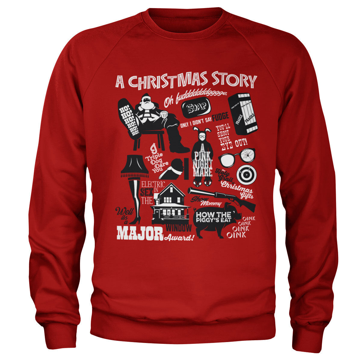 A Christmas Story icons Sweatshirt showcasing icons design