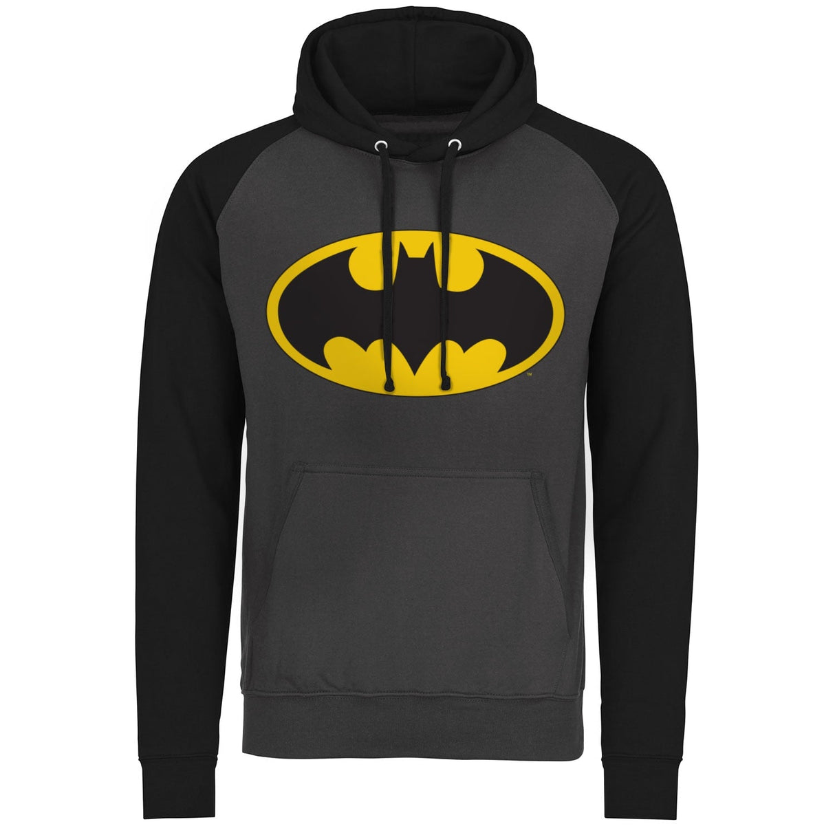 BATMAN Officially Licensed Signal Logo Baseball Hoodie showcasing Officially Licensed Signal Logo Baseball design