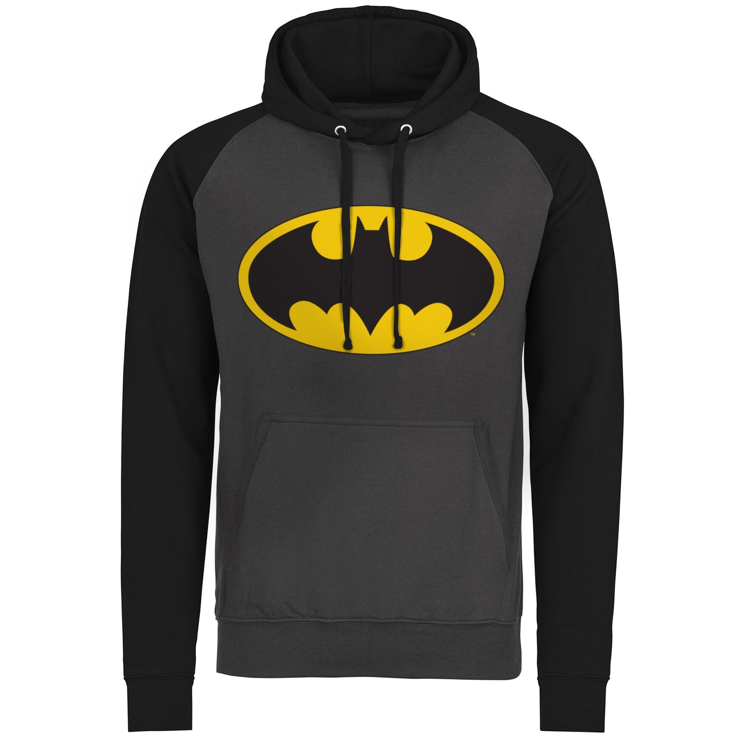 BATMAN Officially Licensed Signal Logo Baseball Hoodie showcasing Officially Licensed Signal Logo Baseball design