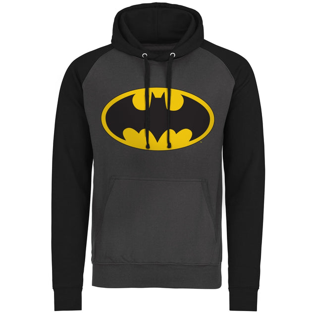 BATMAN Officially Licensed Signal Logo Baseball Hoodie showcasing Officially Licensed Signal Logo Baseball design