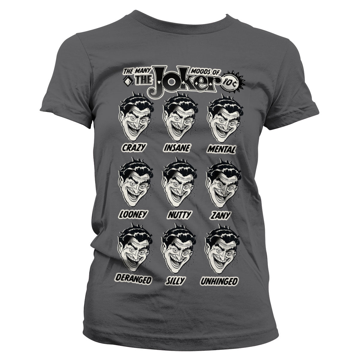 BATMAN Officially Licensed The Many Moods of The Joker Women T-Shirt showcasing Officially Licensed The Many Moods of The Joker Women design