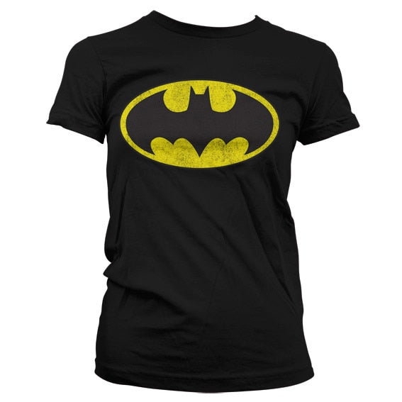 Batman Distressed Logo Girly T-Shirt showcasing Distressed Logo Girly design