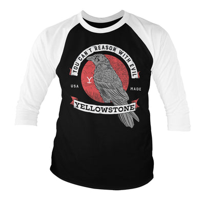 Yellowstone - You Can't Reason With Evil Baseball 3/4 Sleeve T-Shirt (White-Black)