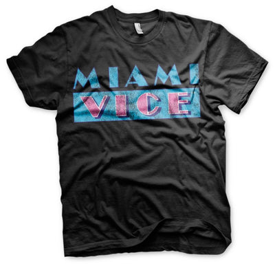Miami Vice - Distressed Logo Mens T-Shirt (Black)