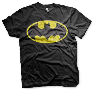 Batman - Distressed Logo Mens T-Shirt (Black)