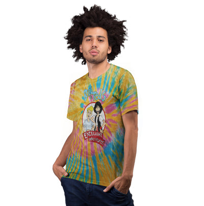 Bill and Ted's Excellent Adventure - Distressed Cartoon Characters Tie-Dye T-Shirt