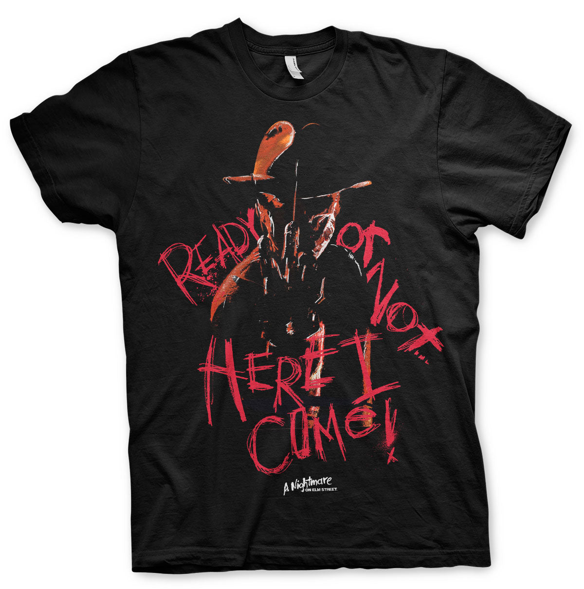 A Nightmare On Elm Street - Here I Come T-Shirt showcasing - Here I Come design