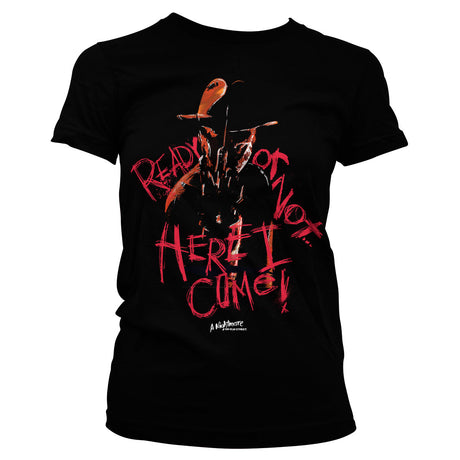 A Nightmare On Elm Street - Here I Come Girly Tee showcasing - Here I Come design