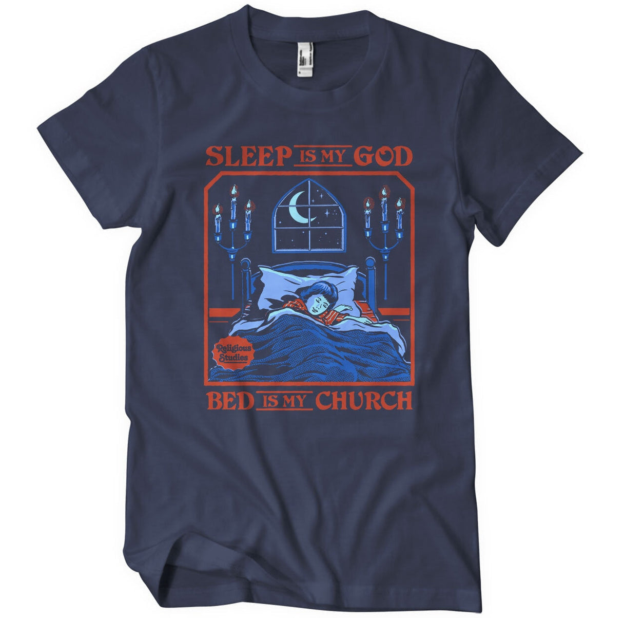 Steven Rhodes - Sleep is My God - Bed is My Church Mens T-Shirt