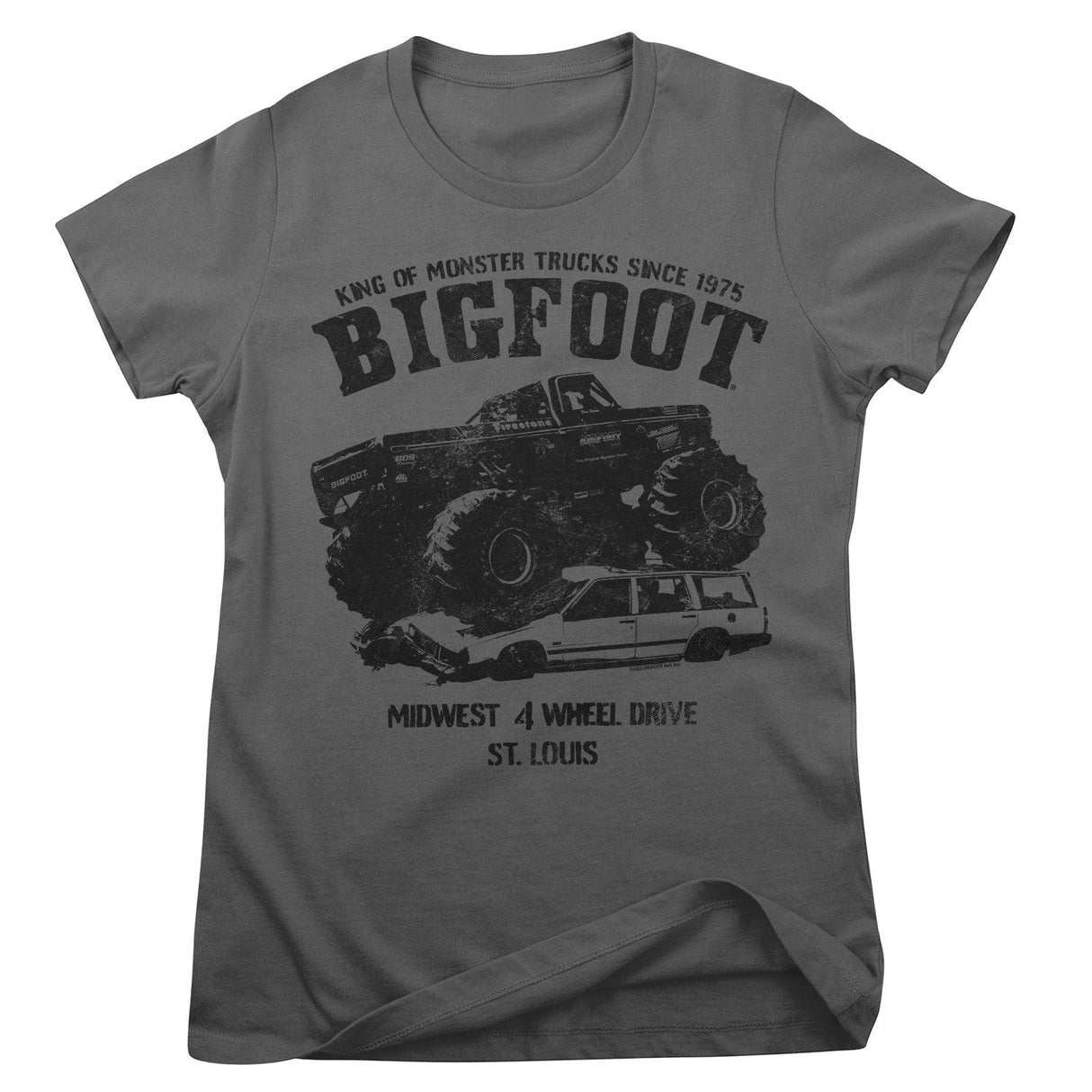 BIGFOOT Monster Car Crush Girly Tee showcasing Monster Car Crush design