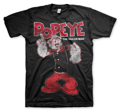 Popeye - Distressed Sailor Man Mens T-Shirt