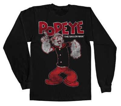 Popeye - Distressed Sailor Man Long Sleeve T-Shirt