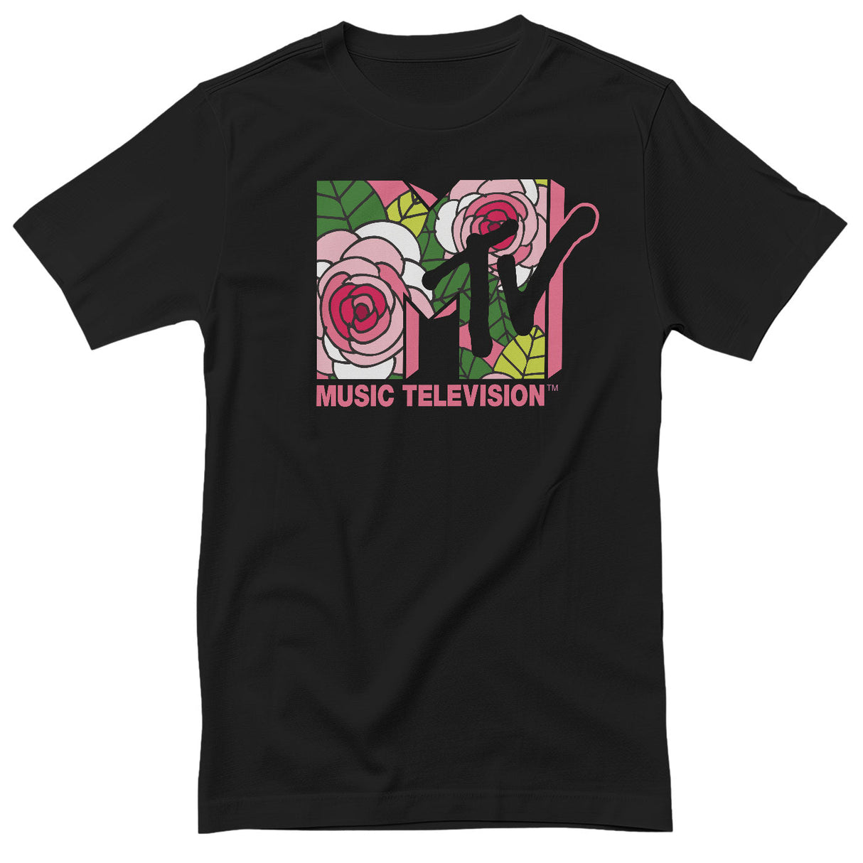 MTV - Pink Roses Logo Mens T-Shirt