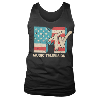 MTV - Distressed USA-Flag Mens Tank Top Vest