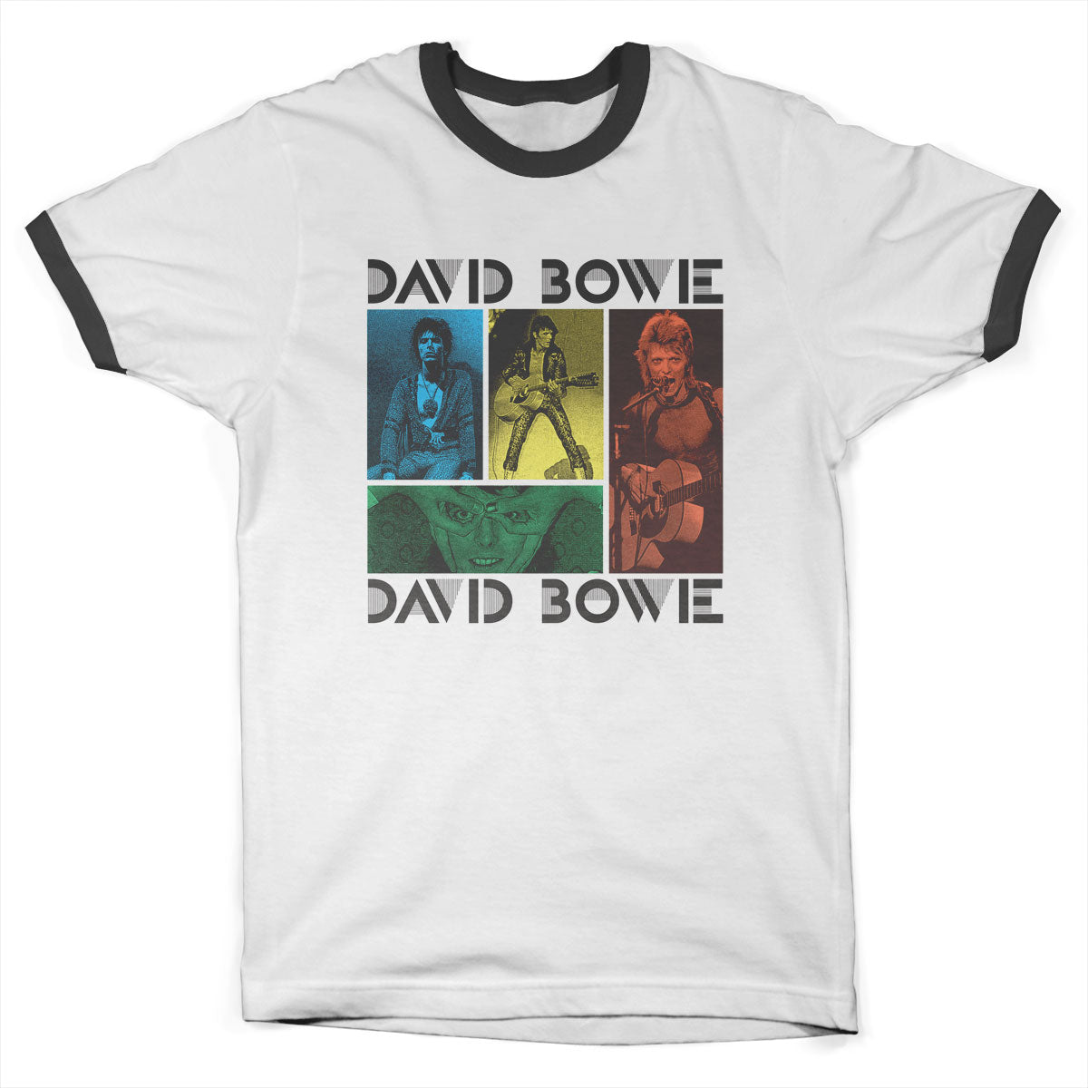 David Bowie - Retro Bowie Halftones Ringer Mens T-Shirt