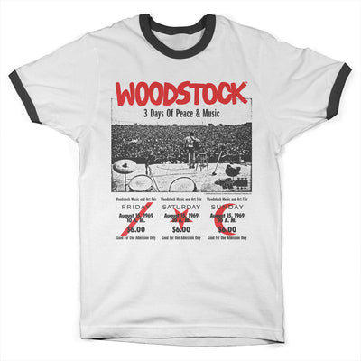 Woodstock - 3 Day Ticket Ringer Mens T-Shirt