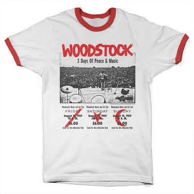 Woodstock - 3 Day Ticket Ringer Mens T-Shirt