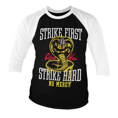 Cobra Kai - Strike First - Strike Hard - No Mercy Baseball Long Sleeve T-Shirt