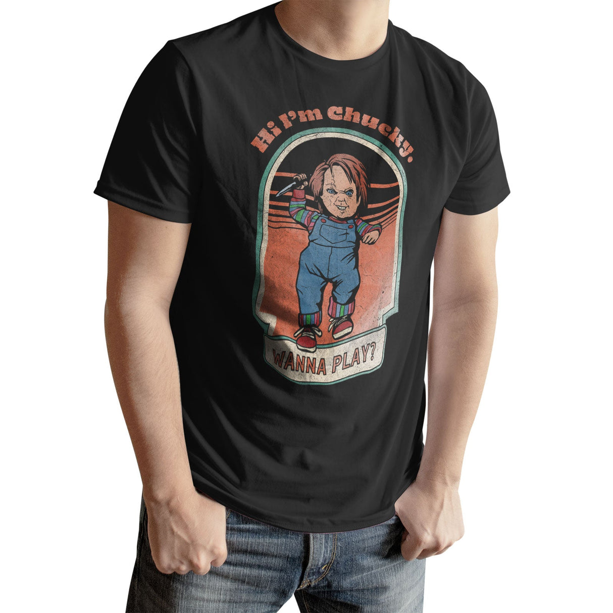 Chucky - Wanna Play? Distressed Mens T-Shirt