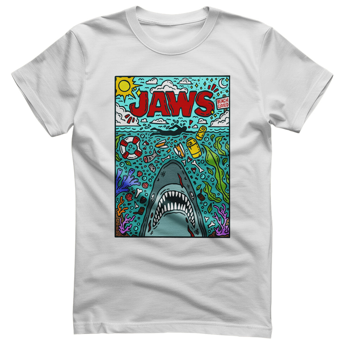 JAWS - Doodler Poster Mens T-Shirt