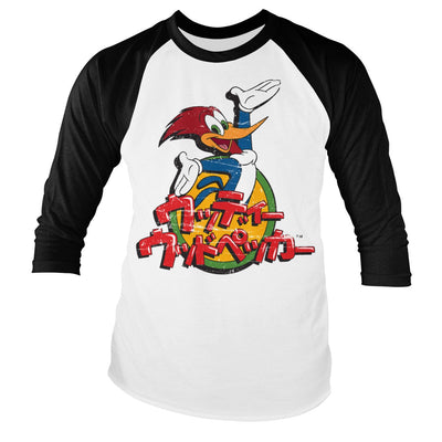 Woody Woodpecker - Washed Japanese Logo Baseball Long Sleeve T-Shirt