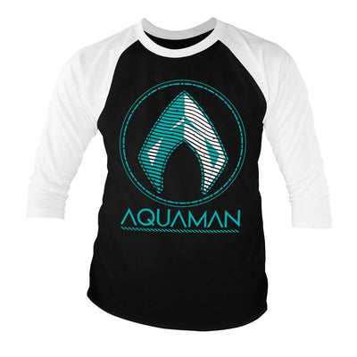 Aquaman - Distressed Shield Baseball Long Sleeve T-Shirt