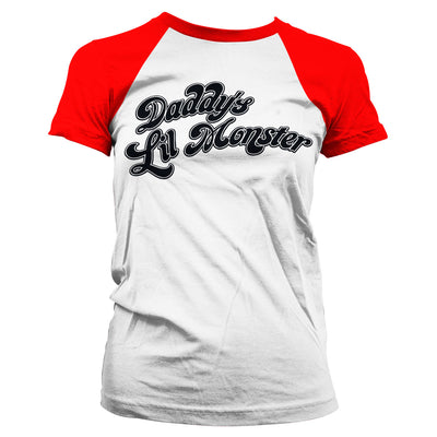 Suicide Squad - Daddy´s Lil Monster Baseball Women T-Shirt (White-Red)