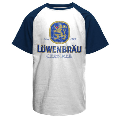 Löwenbräu - Washed Logo Baseball Mens T-Shirt (Navy-White)