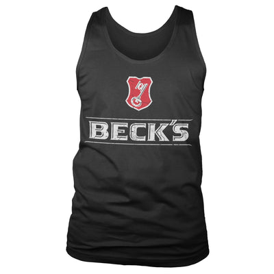 Beck's - Washed Logo Mens Tank Top Vest (Black)