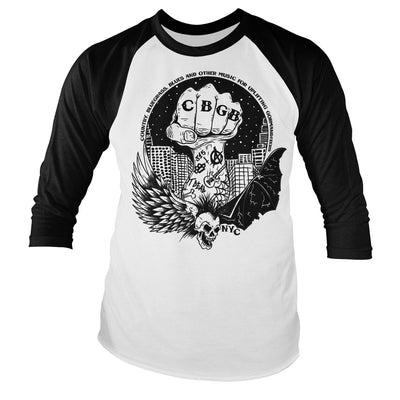 CBGB - N.Y.C. Baseball Long Sleeve T-Shirt (White-Black)