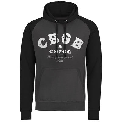 CBGB - CBGB & OMFUG Logo Baseball Hoodie (Dark Grey/Black)